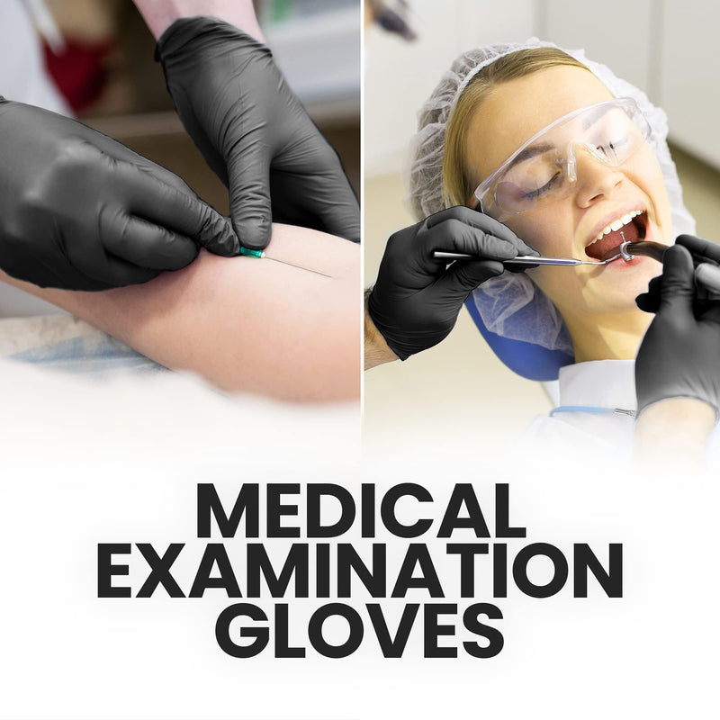 HandCare 6 Mil Black Nitrile Disposable Gloves, Powder-Free & Latex-Free for Cleaning, Food Prep & Tattoo Small (Pack of 100)