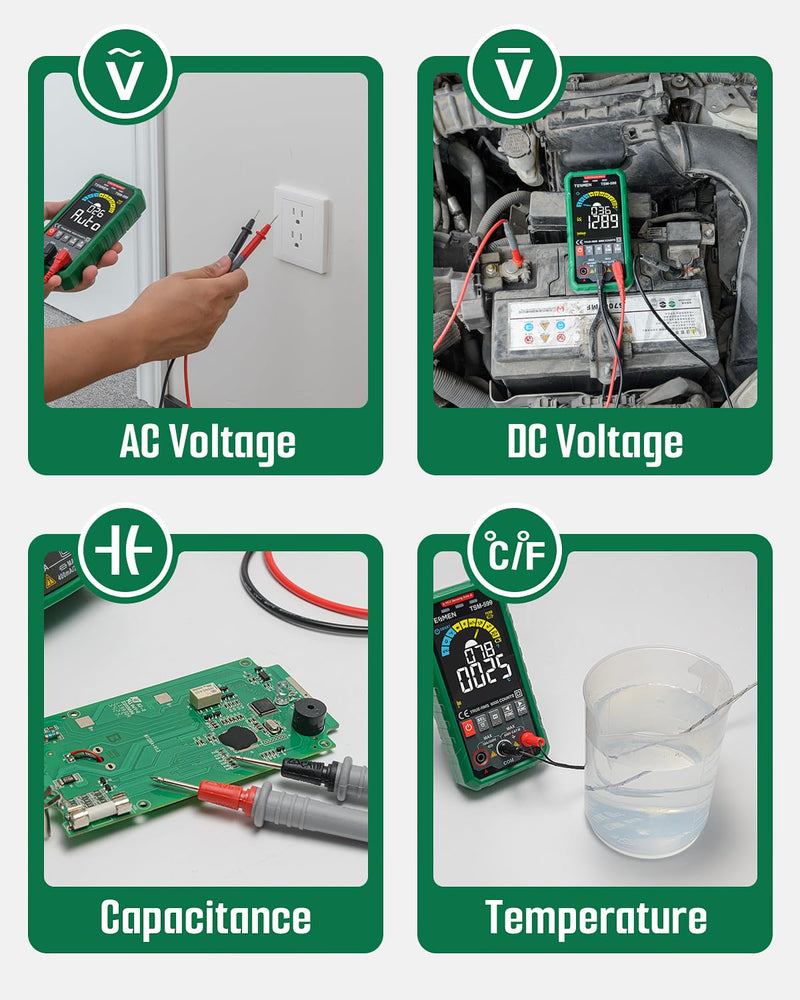 [Australia - AusPower] - TESMEN TN-213 Voltage Tester & TSM-599 Smart Digital Multimeter Bundle – Comprehensive Multimeter with AC/DC Voltage, Current, Resistance, Capacitance, Temperature, Continuity 