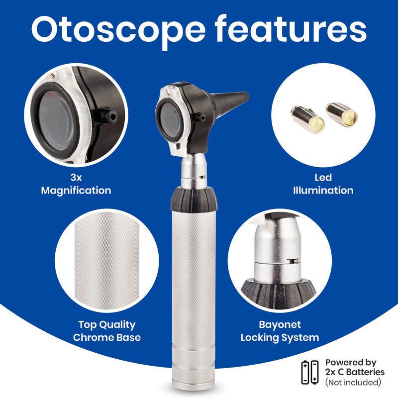 [Australia - AusPower] - Zyrev 2 in 1 Otoscope Oph Set - Perfect for Nursing & Medical Students with Carry Case, Sight Chart & Replacement Ear Speculums 