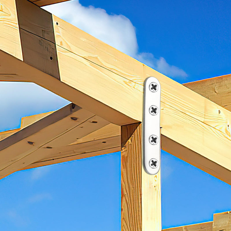 [Australia - AusPower] - 12Pcs Flat Plate Straight Brackets, Mending Plates Flat Brackets, Stainless Steel Flat Straight Brace Brackets, Straight Corner Fixing Bracket Joining Plates for Furniture Wood, 48 Screws 