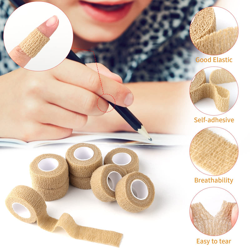 1 Inch Wide Skin Colour Elastic Self- Adhesive Bandage Finger Tape,Wrap Bandages for Wrist and Ankle for Chair and Table Legs to Reduce Friction and Noise-12pc 12pcs