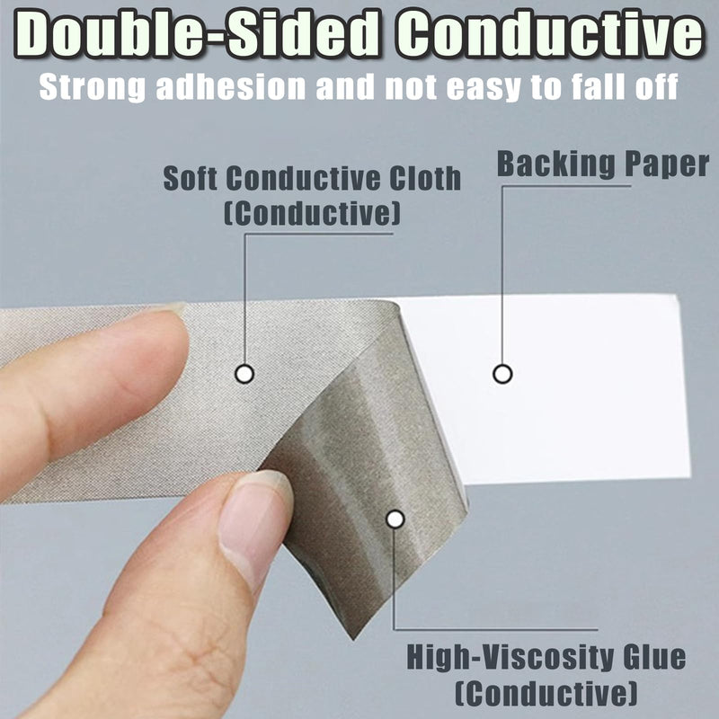 Faraday Cloth Conductive Adhesive High-Shielding Tape Waterproof Conductive Tape for Signal Screens for Electrical Connection EMI Shielding Display Repair Cable Interference Blocking (2 Inch x 65 Ft) 2 Inch x 65 Ft