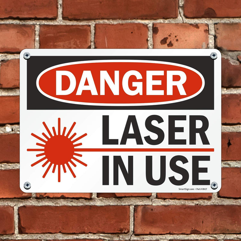 "Danger - Laser In Use" Sign By SmartSign | 10" x 14" Plastic