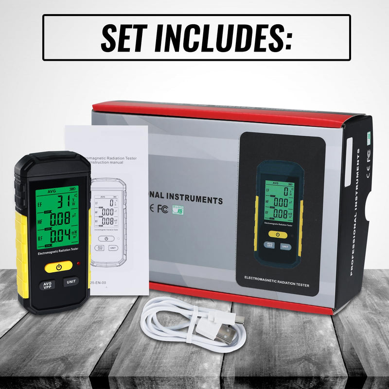 [Australia - AusPower] - 3-in-1 EMF Detector, EMF/RF Radiation Meter Electromagnetic & Radiofrequency for EF, RF, MF with Field Tester Data Hold, 3-Color Sound Light Alarm, EMF Reader Home & Industrial EMF Safety Meter Advanced 3-in-1 EMF Meter 