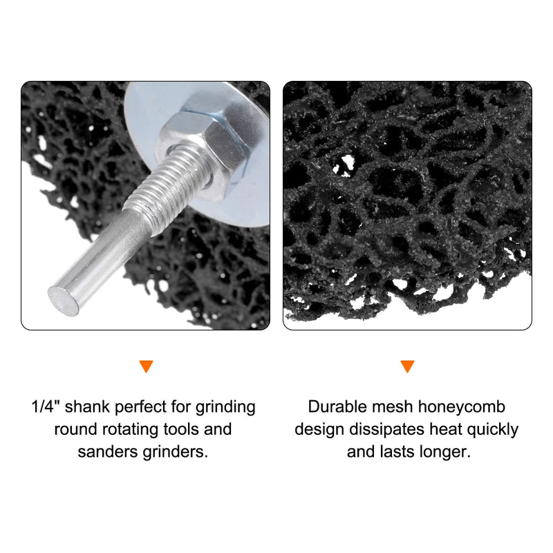 [Australia - AusPower] - 2pcs Paint Stripping Disc Drill Attachment 5" x 1/2" with 1/4" Shaft Strip Clean Discs for Angle Grinder Clean and Remove Paint Coating Rust, Black 5"x1/2"x1/4" 
