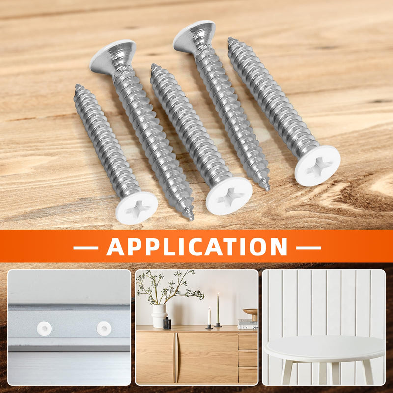 [Australia - AusPower] - #6 x 1-1/4" Flat Head Wood Screw, Sheet Metal Screws, Stainless Steel 18-8 (304), White Head, 100 PCS #6 x 1-1/4" 