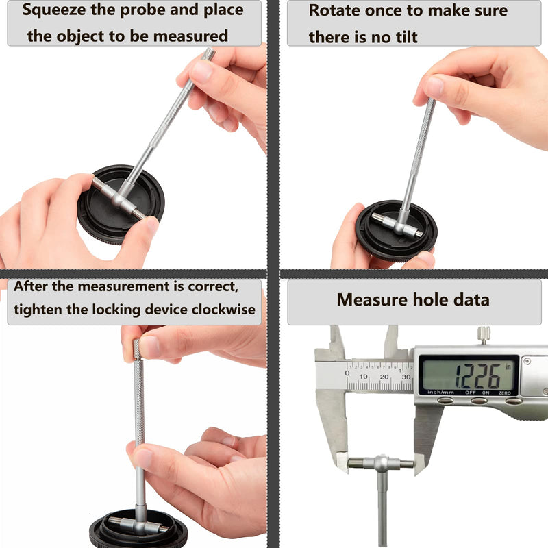 [Australia - AusPower] - Beslands 6 Pc Telescoping Gage Set, T-Bore Hole Gauges, High Precision Telescopic Bore Gauge with a Portable Case(Range 5/16" - 6") 