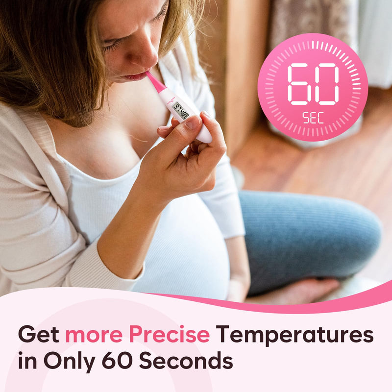 [Australia - AusPower] - Easy@Home Basal Body Thermometer: BBT for Fertility Prediction with Memory Recall - Accurate Digital Basal Thermometer for Temperature Monitoring with Premom App - EBT-018 (Pink) Pink 
