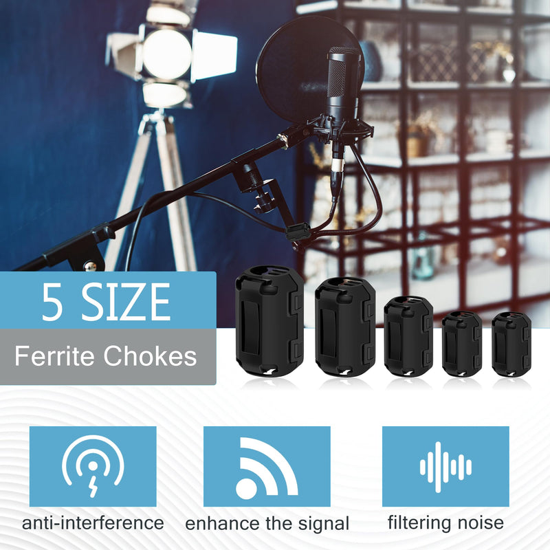 [Australia - AusPower] - 25Pcs Ferrite Chokes Ferrite Beads Snap on RFI EMI Noise Suppressor Cable Clip for 3.5mm 5mm 7mm 9mm 13mm Diameter Cable 