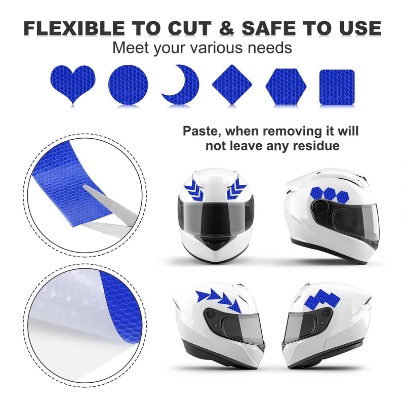 MECCANIXITY Reflective Tape, 0.4 Inch x 26 ft Self-Adhesive Trailer Reflector Tape Waterproof Warning Safety Sticker High Visibility Night Reflectors, Blue