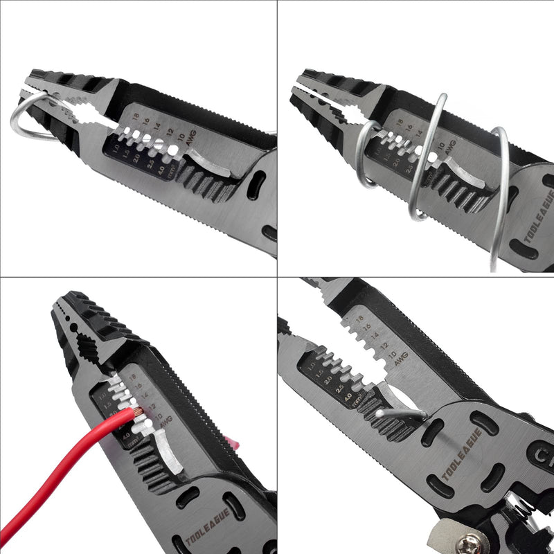 [Australia - AusPower] - TOOLEAGUE 9-in-1 Wire Stripper Tool, Cable Cutters, C-RV Multifunctional Needle Nose Pliers for Electric Cable Stripping Cutting and Crimping 9 in 1 Wire Stripper Tool 