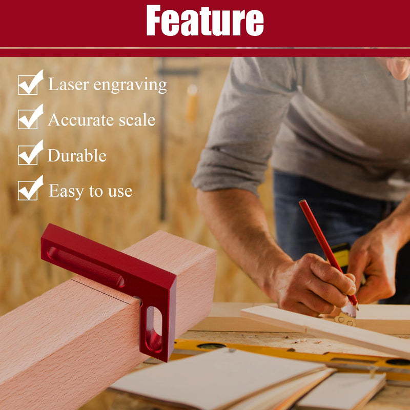 [Australia - AusPower] - 90 Degree Mini Positioning Square, Premium Precision Woodworking Carpenter Corner Tool Right Angle Clamp, for Checking Edge of Carpenter Cutting Tool for Square (Red) Red 