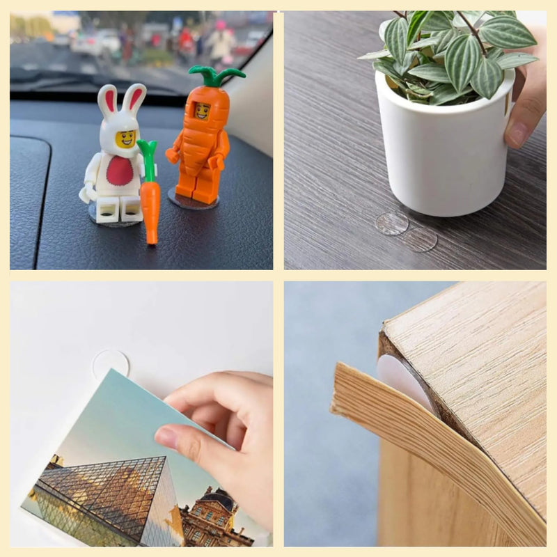 Multi-Shape 96pcs Clear Double Sided Nano Tape,Museum Adhesive Putty,Sticky Tack,Strong Self Adhesive Sticky Dots Strips,Poster Mounting Putty 96