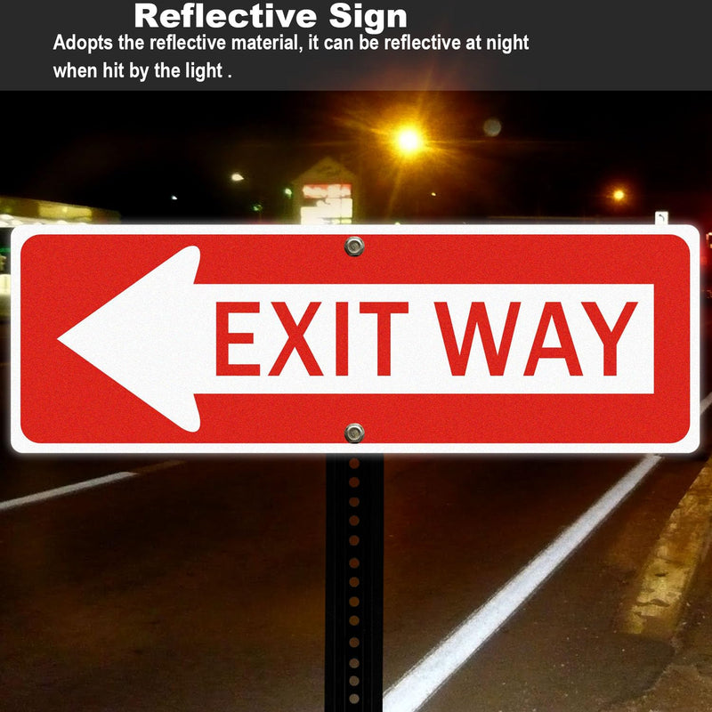 Exit Way Signs with Arrows, 18x6 Inches, Red and White, Reflective Aluminum, Left and Right Direction, 2-Pack red and white - Left and Right Exit
