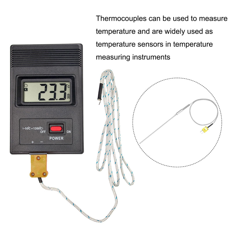 [Australia - AusPower] - QUARKZMAN Type K Thermocouple Temperature Sensor with Plug, Meter Temperature Sensor -50 to 1100°C (-58 to 2012°F), 4 x 150 mm 3.3 ft Wire 4 x150mm 
