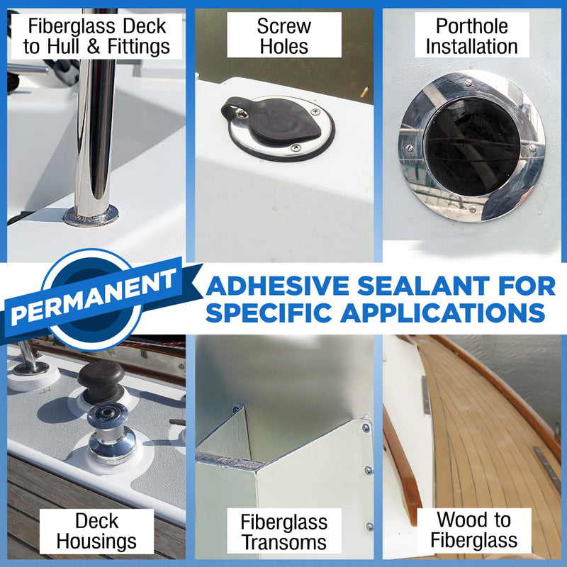 3 oz Marine Adhesive Sealant 5200 Fast Cure (White) - Permanent, Watertight Bonding and Sealing - UV Resistant, above & below Waterline - Compare to 05203 and 06520 FC M - by Berkland