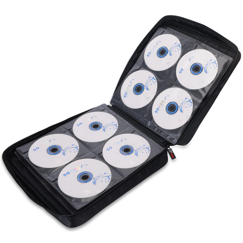 [Australia - AusPower] - CCidea 200 Capacity CD/DVD Case Holder Portable Wallet Disc Storage Binder Nylon CD Bag for Car, Home, Travel Carrying Protector Organizer (200-Black) 200-Black 