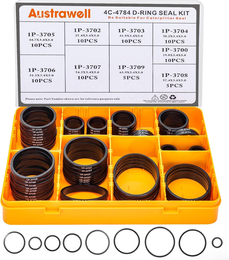 [Australia - AusPower] - BUSY-CORNER 4C-4784 Print D-Ring Kit, Nitrile 90, Hydraulic Hose Fitting Drings, Fits CAT Caterpillar Excavator 2701535 4C4784 Replacement 