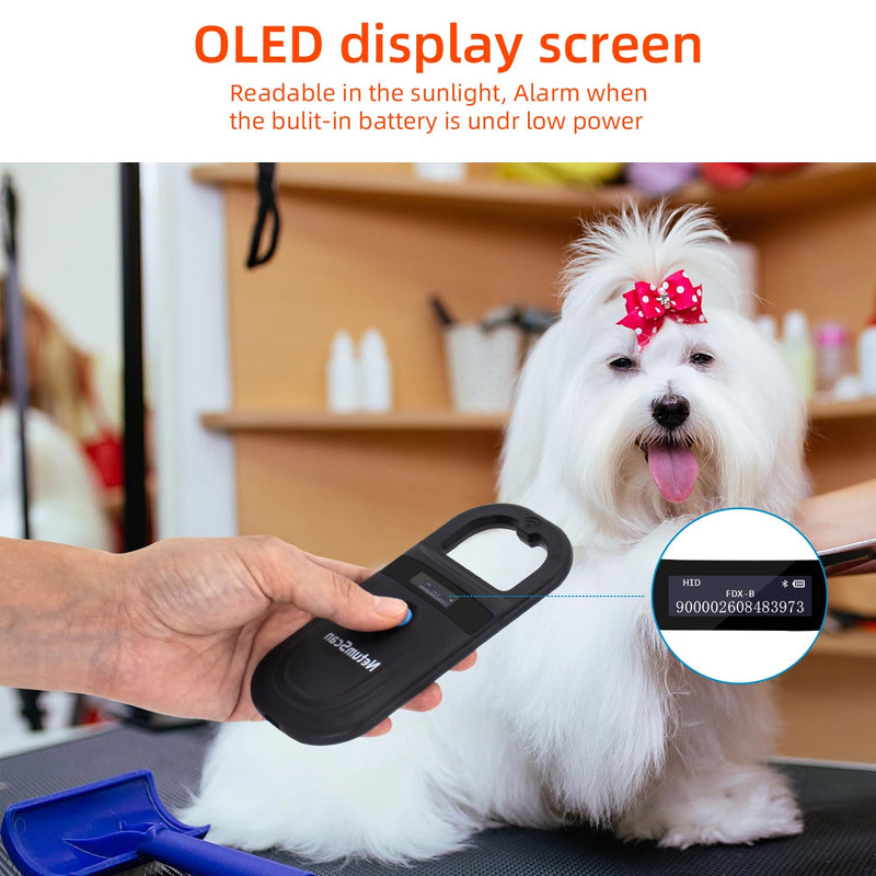 NetumScan Upgraded Pet Microchip Scanner Reader 256 Data Storage | Animal Tag Scanner, Rechargeable Handheld Pet Chip ID Scanner with OLED Display for ISO 11784/11785, FDX-B, EMID 180B-USB
