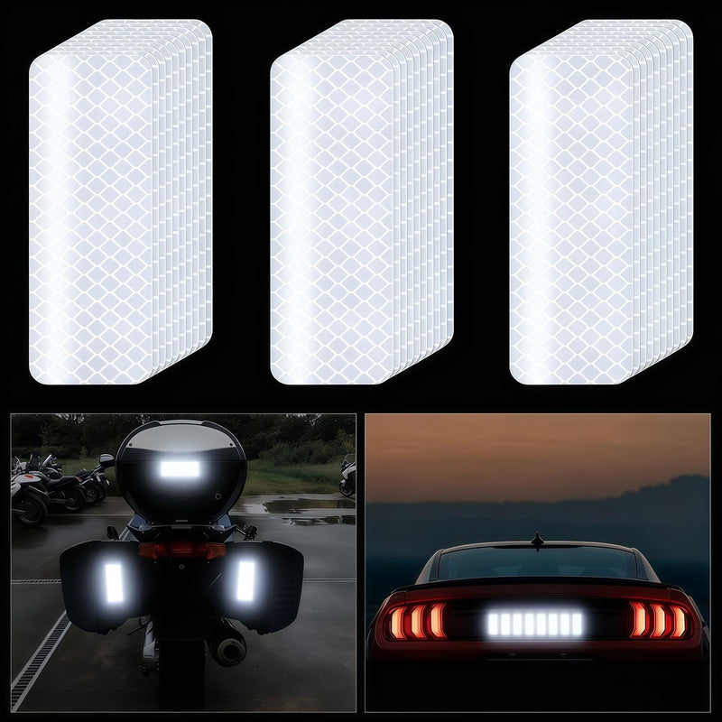 Reflective Tape 30 PCS - Waterproof Self-Adhesive Safety Stickers, DOT-C2 Reflector Tape for Outdoor Use on Bike/Truck/Car/Motorcycle/Clothing/Helmet, White 1.18" X 3.15"