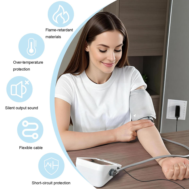 1.5 m 6 V power adapter for blood pressure monitor, power supply charger for Omron blood pressure monitors M7, M500, M700, M3, M5, replacement adapter for HEM-7156, HEM-7120, JPN-500, compatible with
