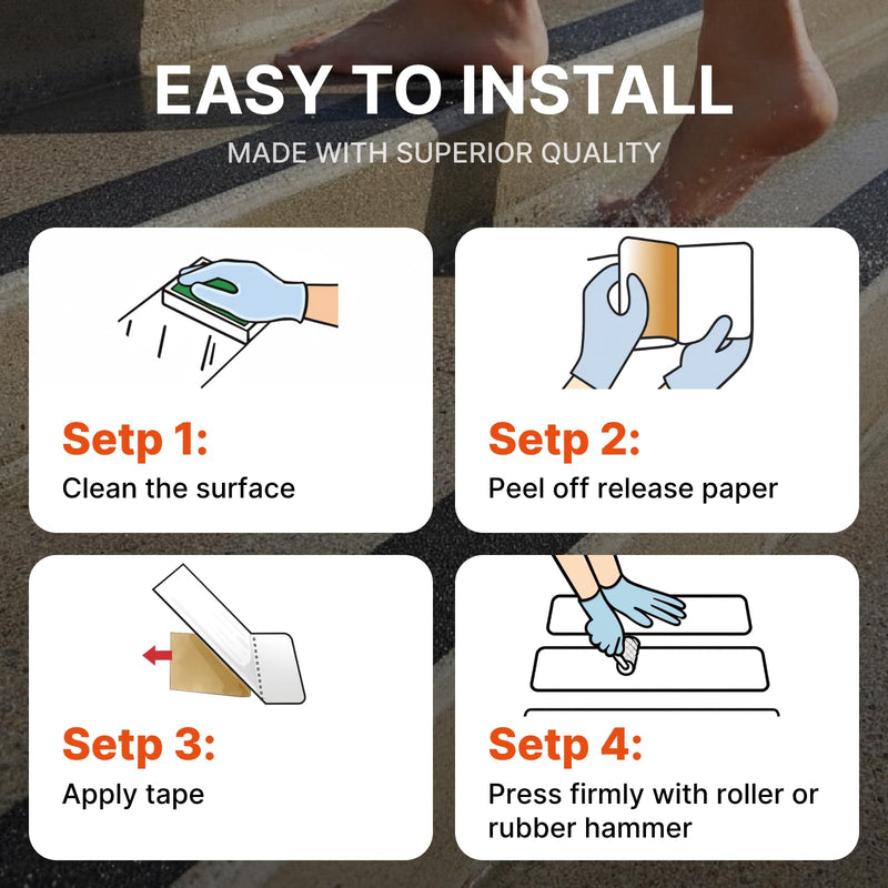 NORTHSKY Olympia 6 Inch x 60 Foot Anti Slip Tape, 45-Grit Friction, Non-Slip Traction Grip for Stairs, Waterproof Grip Tape Safety Non Skid Tape for Steps Anti-Slip Traction Tape Black 6“