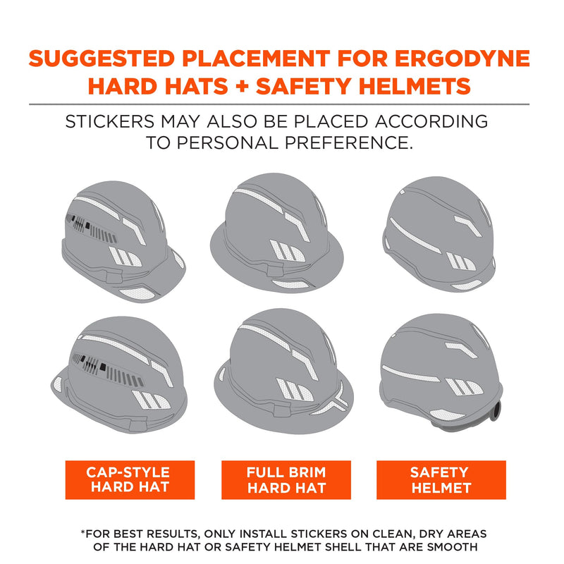 Ergodyne Skullerz 8961 Reflective Hard Hat Stickers, Safety Helmet Strips, Hard Hat Accessories Adhesive Sticker Decal Kit
