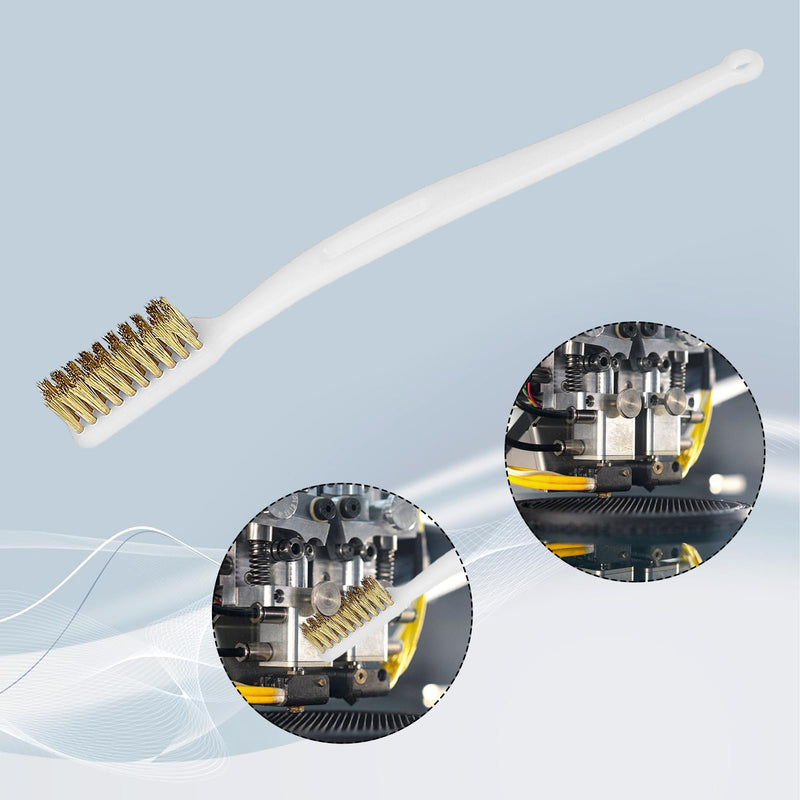 [Australia - AusPower] - 3 Pcs Copper Wire Brush Small Brass Brush 3D Printer Nozzle Cleaner Tool Copper Cleaning Toothbrush Masonry Brush Brass Brush Handle Hot End Cleaning Wire Bristle for Cleaning Welding Slag and Rust 