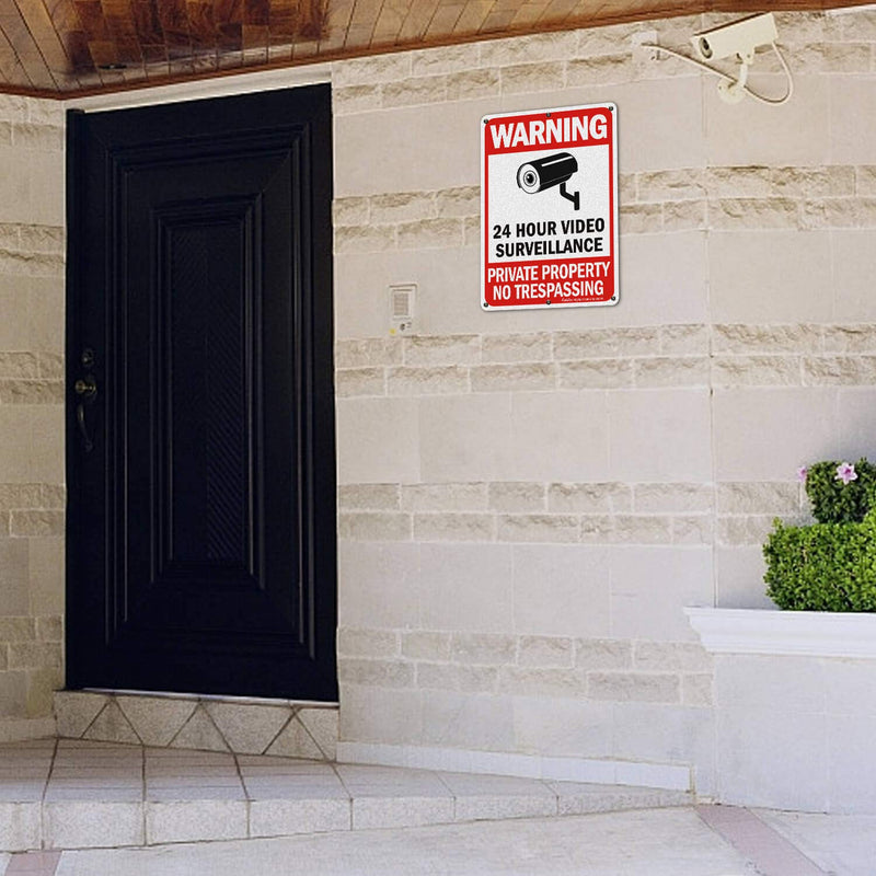 Faittoo 4 Pack No Trespassing, Private Property, Warning Signs - 10 x 7 Inches Reflective Aluminum, UV Protected, Weather Resistant, Durable Ink, Easy to Mount Red - 4 Pack