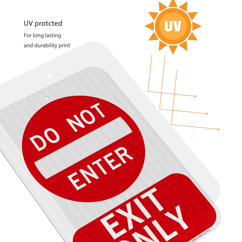 2 Pack Do Not Enter Exit Only Sign- 12" x 18" Aluminum Exit Only Do Not Enter Sign, Engineer Grade Reflective, Rust Free, Weather Resistant- Easy to Install