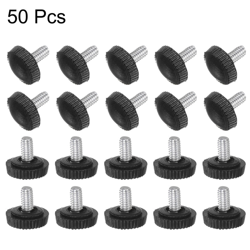 [Australia - AusPower] - uxcell 50pcs M4 x 7mm Male Thread Knurled Knobs, Thumb Screw Clamping Knobs Grip Plastic Handle Hand Knobs with Threaded Stud, Black 