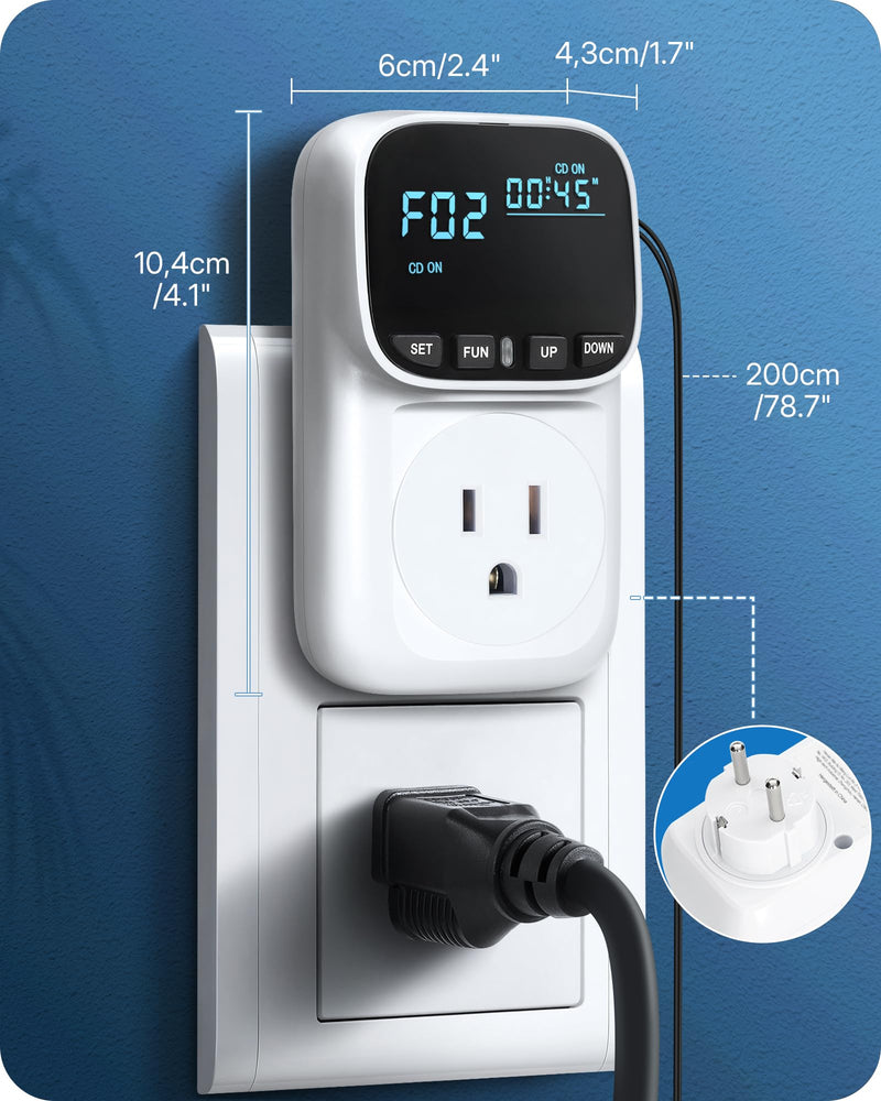 [Australia - AusPower] - Digital Temperature Controller Outlet, 15A/1800W Heavy Duty Thermostat Plug, VA LCD Display, Heating/Cooling Control, -40°F~210°F, 4 Timer Modes, for Greenhouse Incubator Homebrew W01TC06 