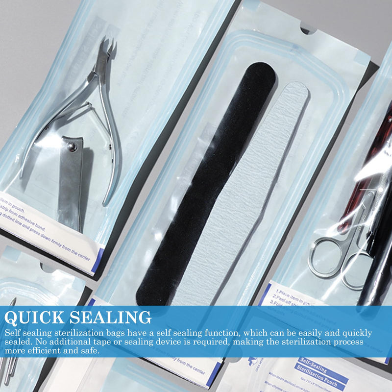 Pack of 200 self-sealing sterilisation bags: 90 mm x 260 mm disposable sterilisation bags, dentist sterilisation bags, sterilisation bags, self-sealing sterilisation bags