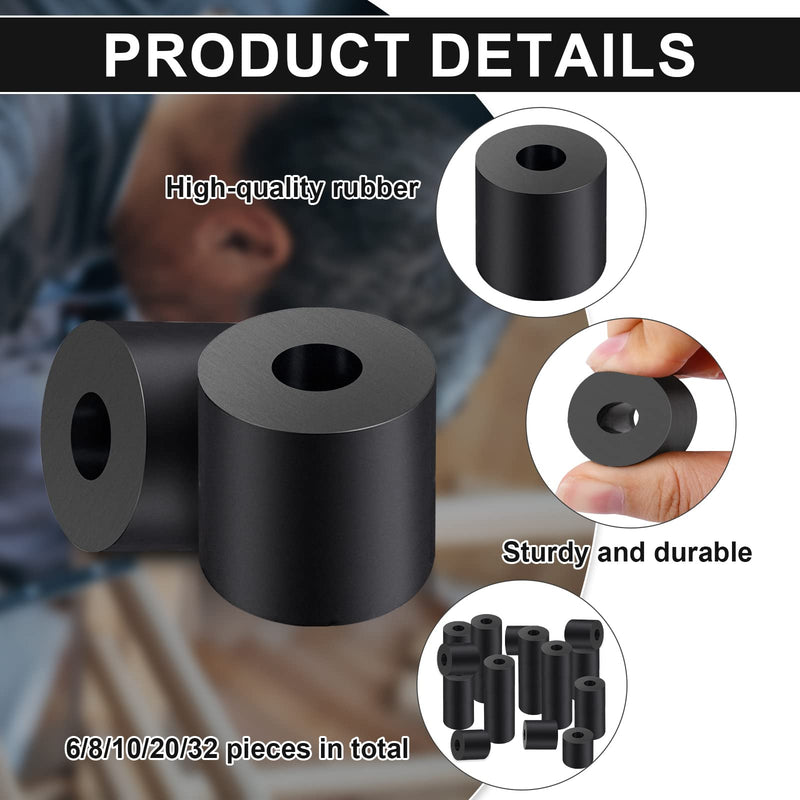 [Australia - AusPower] - Rubber Spacer 1 Inch OD x 3/8 Inch ID x 1 Inch Thickness Rubber Bushing Round Thick Washers Spacers Anti Vibration Neoprene Rubber Cylinder with Hole for Home Hardware Car Accessories - 6 Pcs 