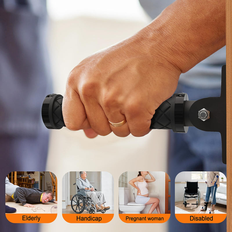 Flip Up Grab Bars for Wall, Home Safety Grab Bars for Seniors, Elderly, Disabled, Non-Slip Assist Hand Rails Grab Handles for Wall, Doorway, Stairs(1 Pack) Black-1 Pack