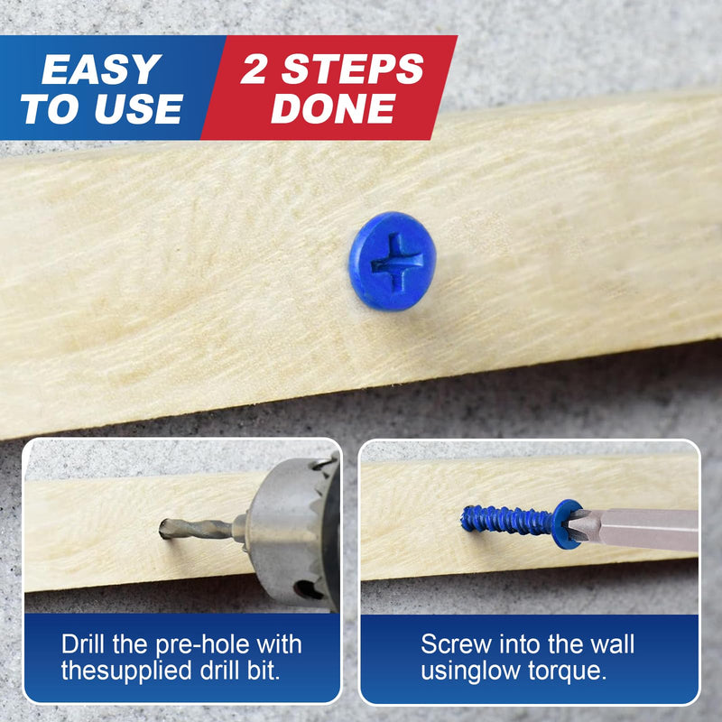 [Australia - AusPower] - 1/4" x 1-1/4" Concrete Screw Anchor,Phillips/Square Flat Head, Drill & Driver Bits Included, for Concrete, Block & Brick(36pcs/Box) 1/4" 1 1/4 Inches 36 