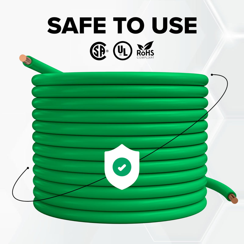 THE CIMPLE CO 10 AWG Insulated Solid Copper THHN/THWN Wire 50 FT - 10 Gauge Ground Wire for Electrical Grounding in Residential, Commercial, Industrial Buildings - 50 Feet (15 Meters), Green 50 Feet (15 Meter) Solid Wire
