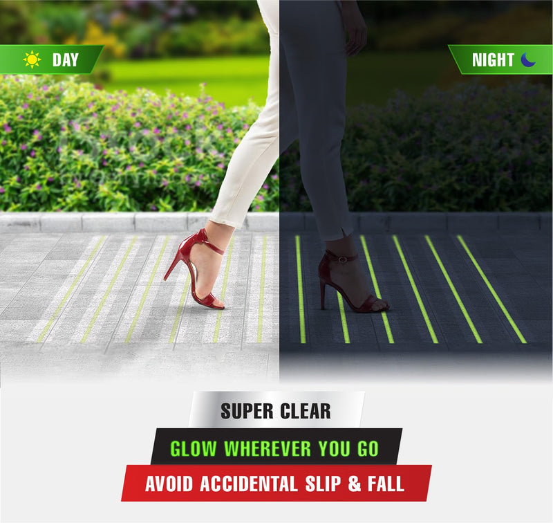 [Australia - AusPower] - Grip Tape Clear Glow in The Dark Anti Slip Tape Reflective Waterproof 4 in x30 Ft Indoor/Outdoor Stair treads Non Slip Skateboard Grip Tape Safety Friction Adhesive Shower Floor Grips Stickers 4in x 30ft clear with a line of glow 
