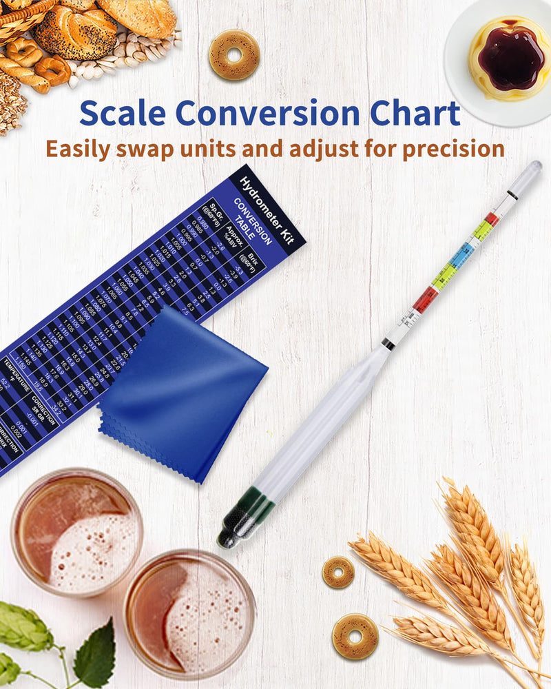 [Australia - AusPower] - CIMALAB Triple Scale Hydrometer, Specific Gravity Hydrometer for Wine Making, Mead, Kombucha & Beer, Mead Making Kit, ABV Tester, Brix Tester, Hydrometer Alcohol Tester for Wine Making Supplies 