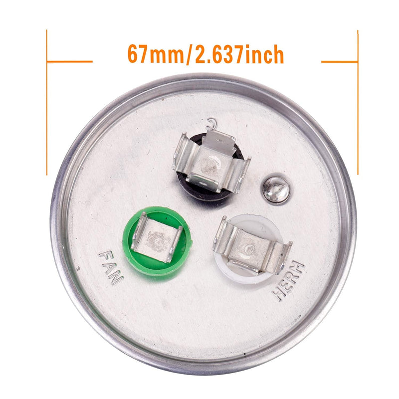 [Australia - AusPower] - 70+7.5 uF ±6% 70/7.5 MFD 370/440 VAC CBB65 Dual Run Start Round Capacitor for Condenser Straight Cool or Heat Pump Air Conditioner or AC Motor and Fan Starting 