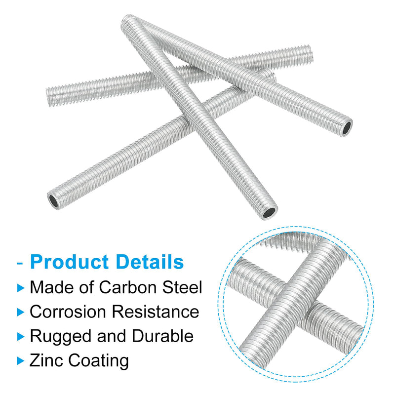[Australia - AusPower] - PATIKIL M8 Fine Thread Carbon Steel Lamp Pipe with Nut, 12 Set 100mm/3.94" Hollow Tube Thread Adapter Fasteners Hardware for Lamp Lights Chandelier Ceiling Light DIY, White Zinc Plating M8x100mm 