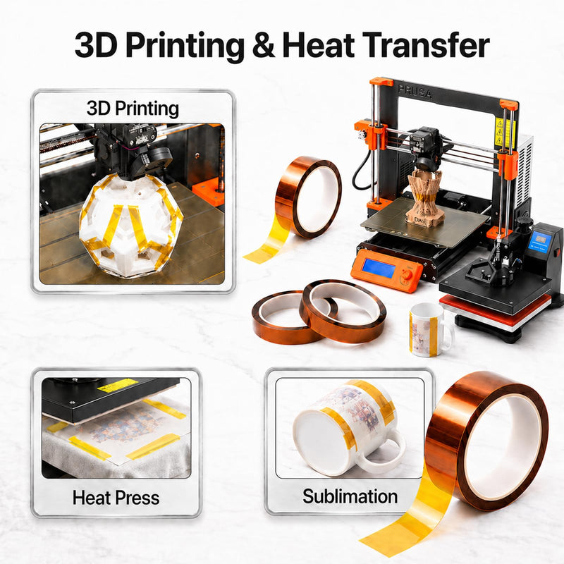 50.8mm x33m (2" x108FT) Sublimation Tape, High Temperature Heat Resistant Polyimide Tape, Heat Transfer Tape, No Residue Kapton Tape for Electronics,Soldering,PCB,3D Printing,Heat Vinyl Press,Thermal