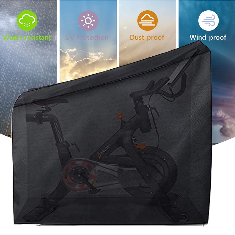 [Australia - AusPower] - Exercise Bike Cover for Peloton Stationary Bike Upright Indoor Cycling Protective Cover Dustproof Waterproof Sunshine-Proof Out Door Bike Cover Black 