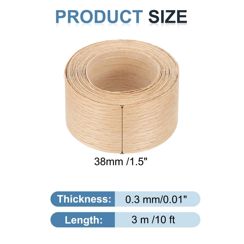 PATIKIL Red Oak Edge Banding, 1-1/2 Inch x 10 ft Wood Veneer Tape Pre-glued Flexible Plywood Edge Banding with Hot Melt Adhesive for Furniture Restoration