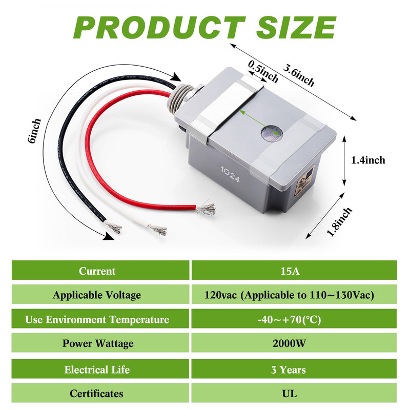 [Australia - AusPower] - Retisee 2 Pcs Photocell Sensor for Outdoor Light 120vac 50/60 Hz Waterproof Dusk to Dawn Photoelectric for Back Yard Lightening Compatible with Incandescent/compact Fluorescent/halogen/led (Classic) Classic 