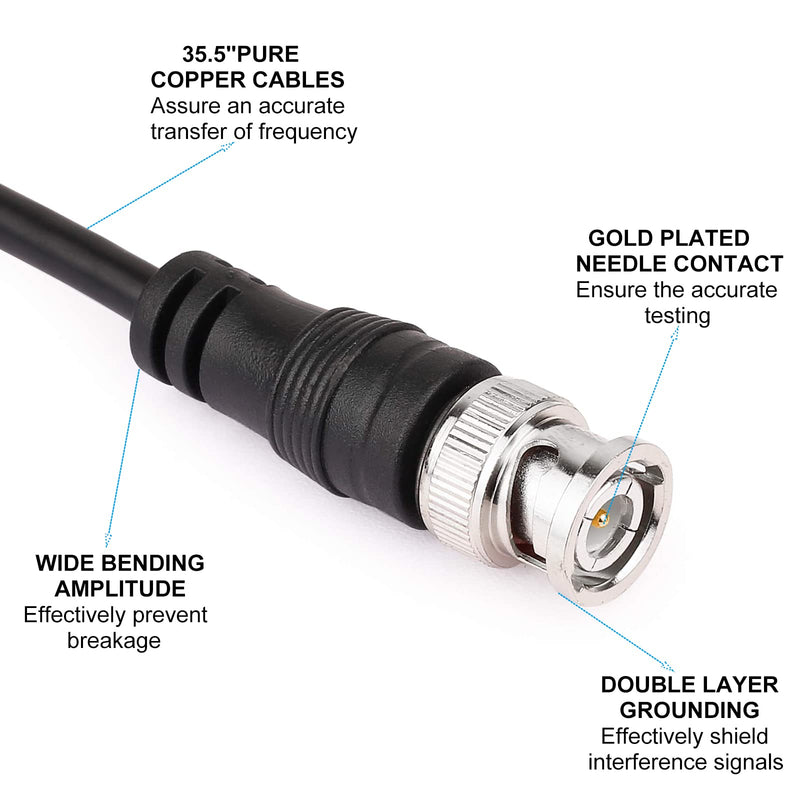[Australia - AusPower] - Clyxgs BNC Double Alligator Clip Test Cable Probe Lead Oscilloscope Test, Oscilloscope Probes BNC to Alligator Clip 92cm/36.2in (3 pcs） BNC Alligator Clip Test Lead 