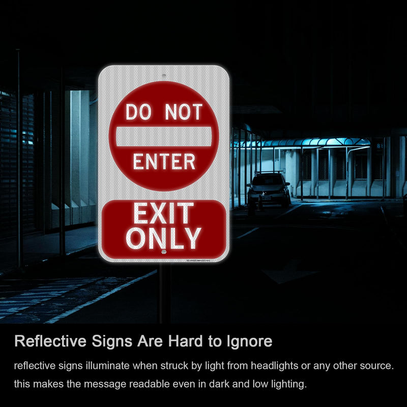 2 Pack Do Not Enter Exit Only Sign- 12" x 18" Aluminum Exit Only Do Not Enter Sign, Engineer Grade Reflective, Rust Free, Weather Resistant- Easy to Install