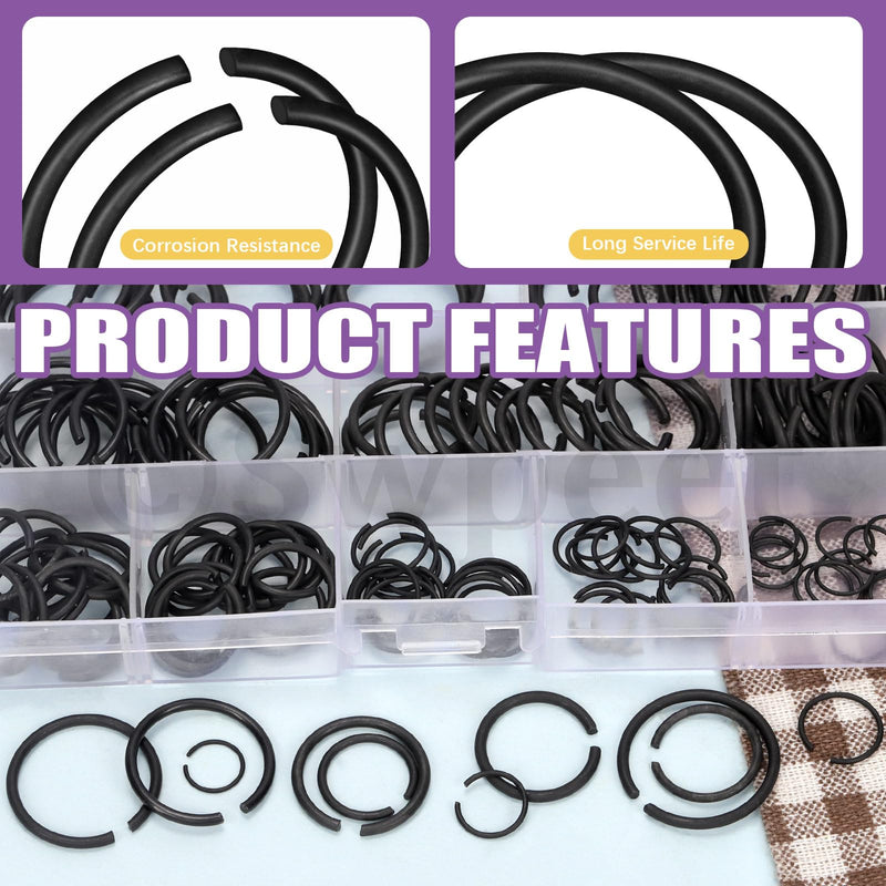 [Australia - AusPower] - Swpeet 150Pcs 10 Sizes 10mm-26mm Carbon spring steel Manganese Steel Round Wire C-Clips External Snap Ring Assortment Kit, M10 M12 M14 M16 M18 M20 M22 M20 M24 M25 M26 Round Wire Snap Rings for shaft Retainer Clip 