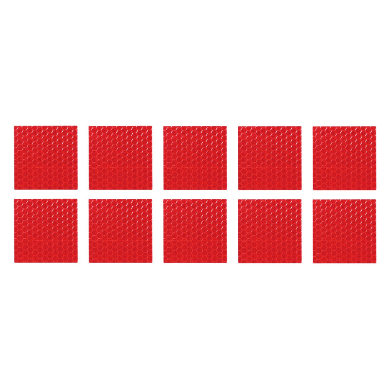 10 Pcs Reflective Stickers, 1.97"x1.97" Square Shape Safety Tape Reflector Universal for Cars Trucks Trailers Waterproof PET Red