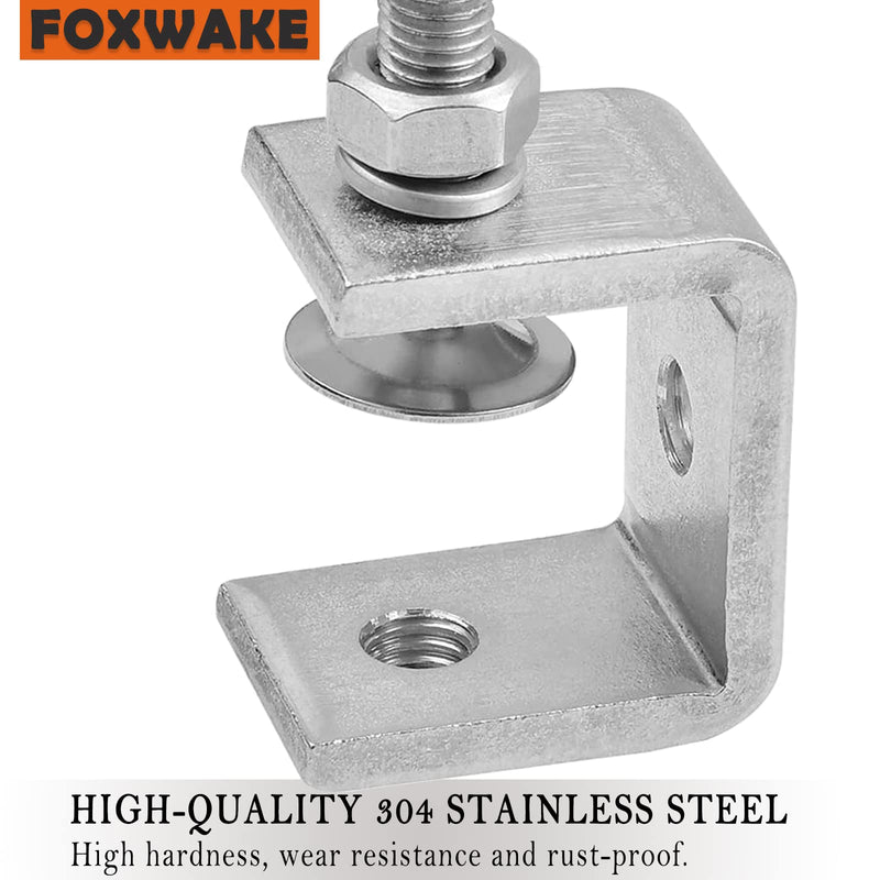 [Australia - AusPower] - Stainless Steel C Clamps Mini 1 Inch for Mounting, Heavy Duty Metal U Clamps for Metal Working, Small Desk Clamp with Stable Wide Jaw Opening & Protective Pads/I-Beam Design (6pcs) 1 3/16 Inch 